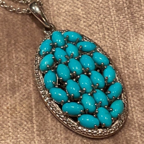 Arizona Sleeping Beauty Turquoise Pendant Necklace Sterling Silver 925 NWOTS - Picture 11 of 11